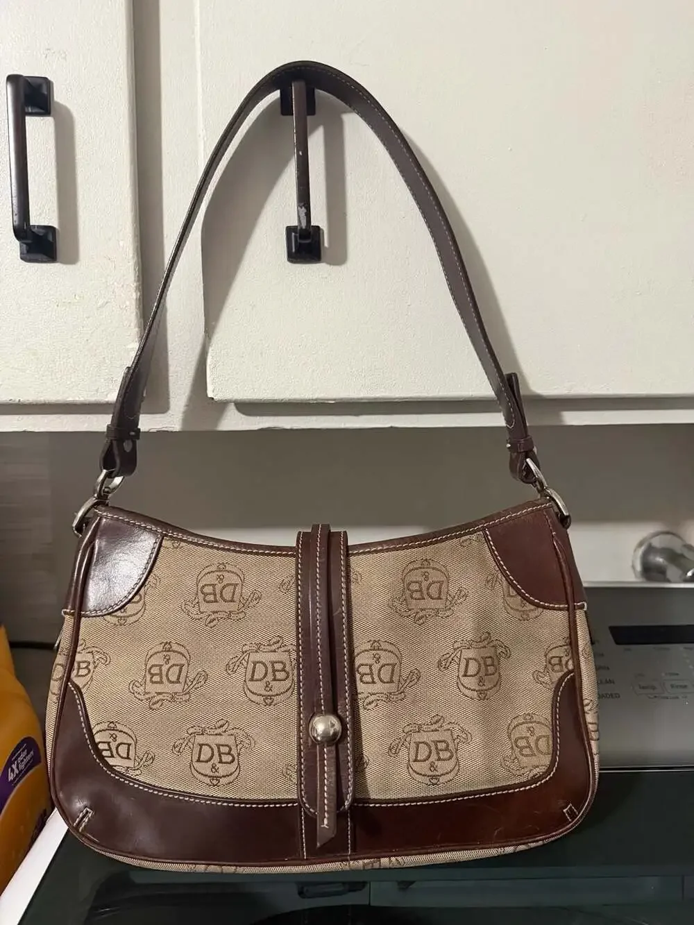 Vintage Dooney & Bourke Signature Crest Brown Shoulder Bag Purse